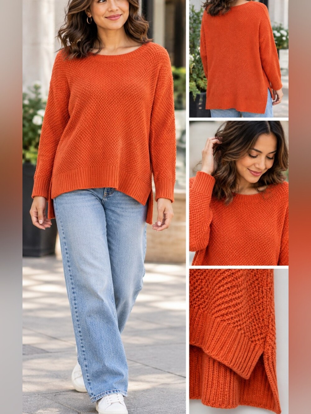 Lauren Ralph Lauren  Chunky Knit Scoop Neck High Low Sweater Size XL